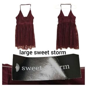 Sweet Storm Burgundy Lace Mini Dress